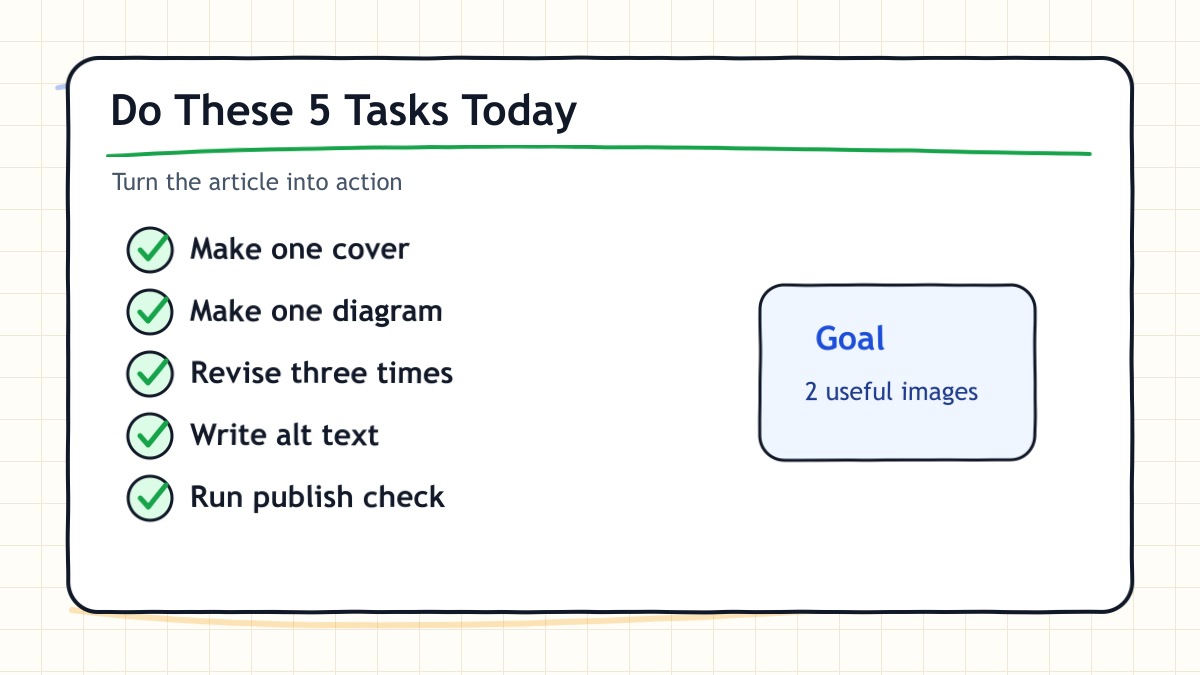Hand-drawn infographic showing five practical tasks readers can do today with ChatGPT Images 2.0
