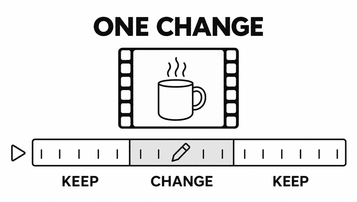 A targeted revision changes one interval while preserving the surrounding video as the intended goal.